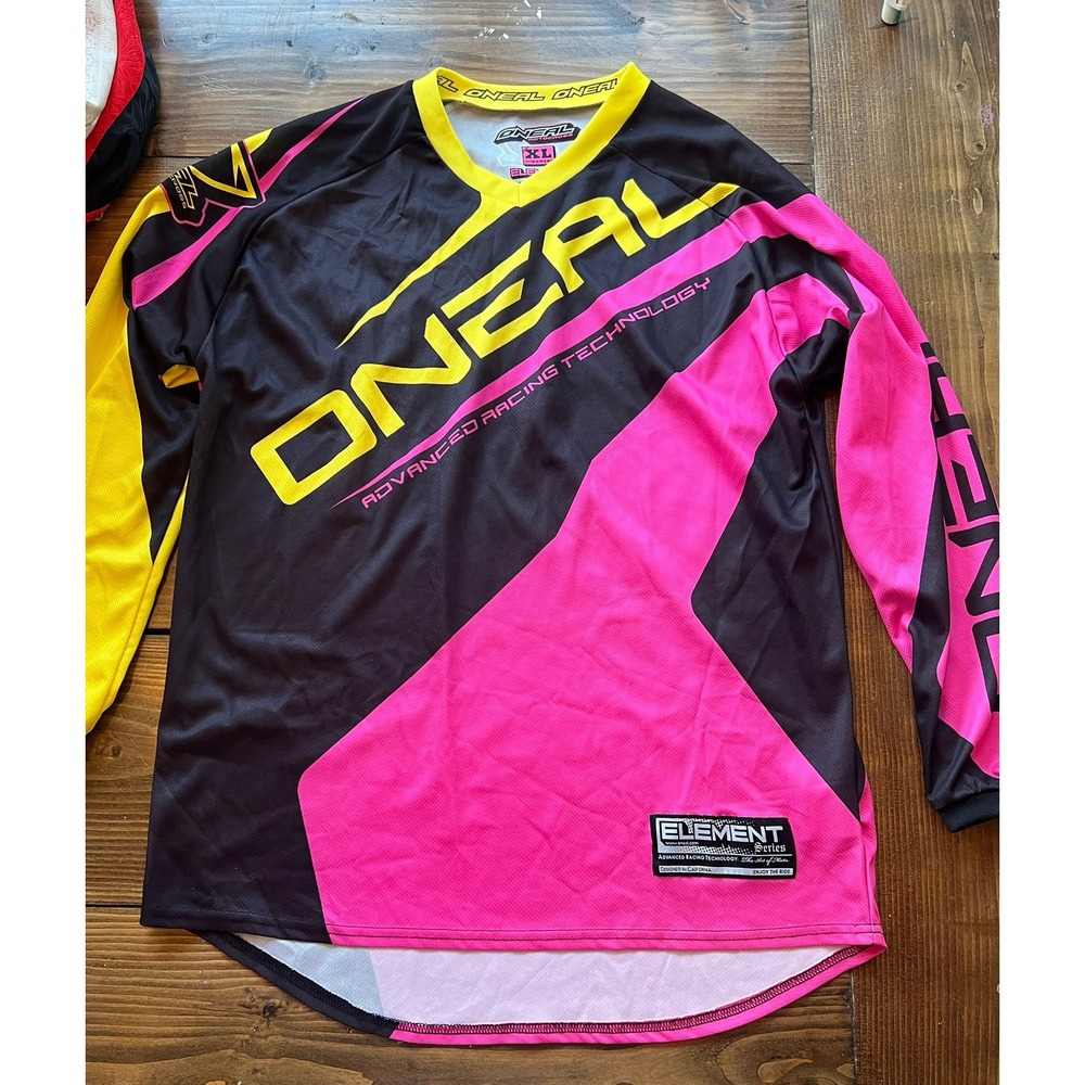 O'Neal Element Series Motocross Jersey Mens XL Pink Yellow Black MX Racing Shirt